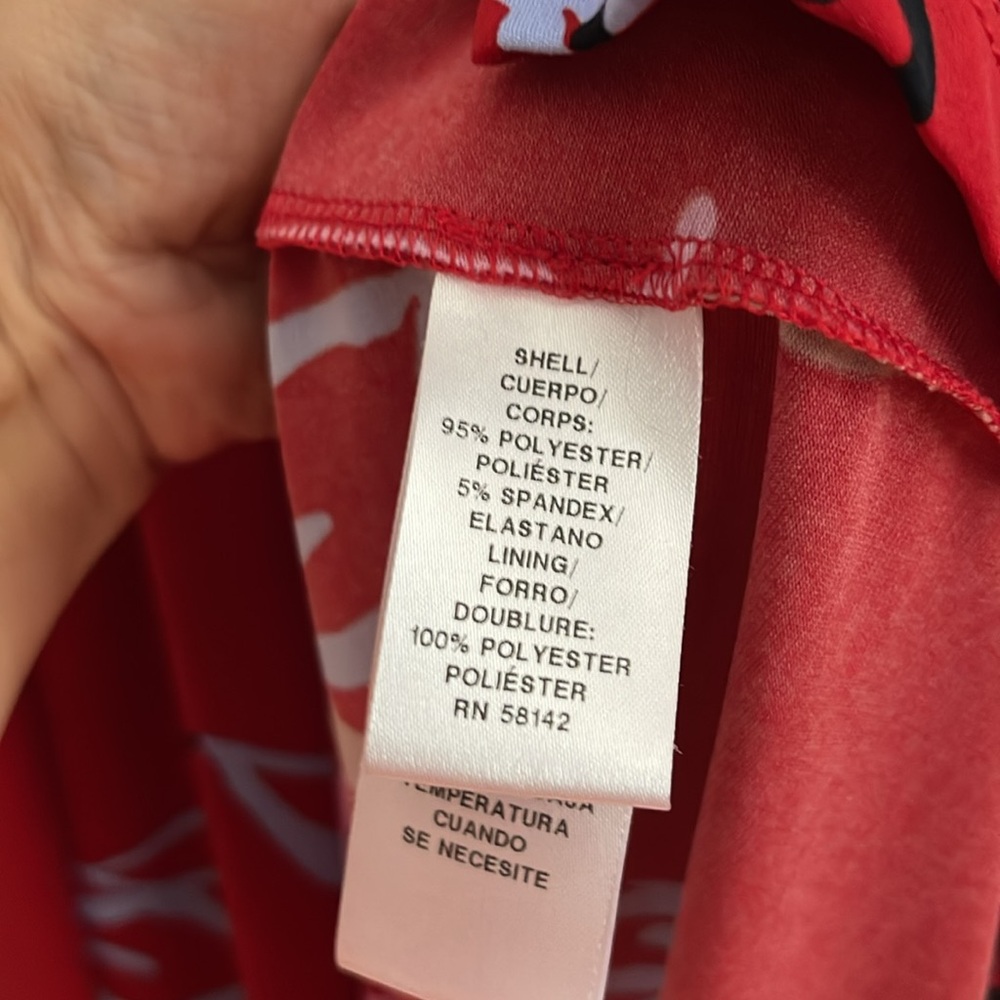 LAST CHANCE Donna Morgan size 14 NWOT print red stretch dress - Picture 3 of 4